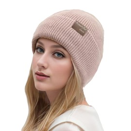 CCAIPU Unisex Beanie Hat, Women's Winter hat- Cold, Ear Protection (UK, Alpha, One Size, Pink)