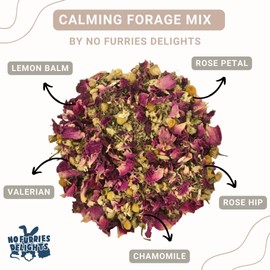 No Furries Delights Forage Mix,100% All Natural Botanical Herb Treat for Rabbit Hamster Guinea Pig Chinchilla Chicken Hermit Crab Gerbil Degu & Other Small Animals (Calming Forage Mix 25g)