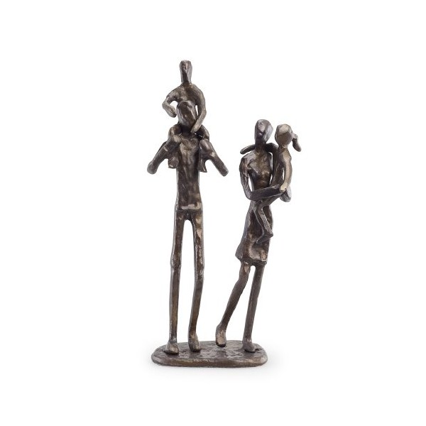 Danya B. ZD12060 Contemporary Metal Shelf DÃ©cor - Bronze Sculpture - Parents Carrying Children