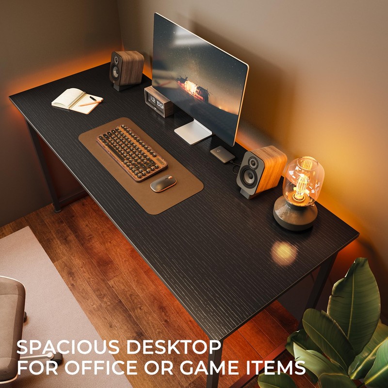 Huuger Computer Desk, 55 Inch Office Desk, Gaming Desk with