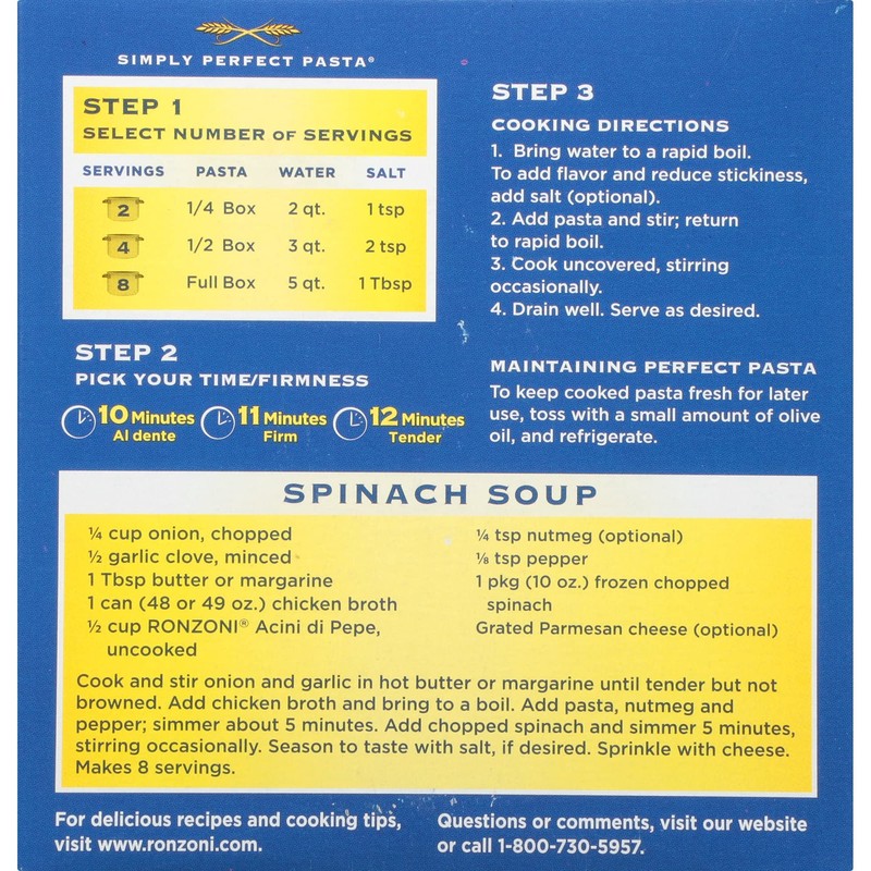 Ronzoni Acini Di Pepe Macaroni NON GMO 16 Oz. Pack