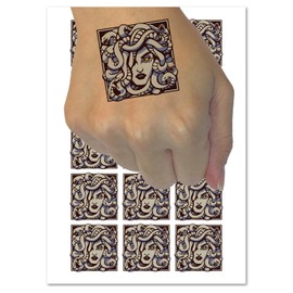 Snake Haired Gorgon Medusa Greek Myth Temporary Tattoo Water Resistant Fake Body Art Set Collection - 54 1" Tattoos (1 Sheet)