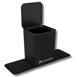 HAUSSIMPLE Car Trash Can for Vehicles Leakproof Compact Garbage Bin w/Stability Flap, Anti-Slip Base, Portable Trash Holder for Cars, Trucks, SUVs, Minivans (Black with Lid, Medium)