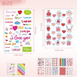 kortes Valentines Day Stickers, 544Pcs Valentines Heart Stickers , Love Decorative Sticker (12 Sheets), Pack 02