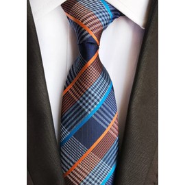 Vinesen - Corbata de diseño formal con lunares para hombre, azul marino naranja, Talla única