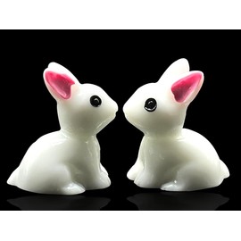 Art&Beauty 24pcs Mini Resin Rabbits Easter Bunny Miniature Figurines Fairy Garden Miniature Moss Landscape DIY Ornaments Decorations Succulents Plant for Home Decorations