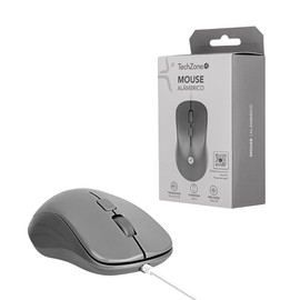 TECHZONE Mouse Alámbrico 1200 dpi, 3 Botones, 1.5 Metros, Sensor Óptico, Gris