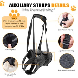 GMHLLES Dog Lifting Harness Leg Support, Adjustable Dog Leg Support, Soft And Comfortable, Suitable for Injured, Disabled Small, Medium And Large Dogs, Recommended Weight 17.6-26.5 Catties