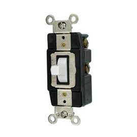 Leviton 20-Amp 120/277-Volt Toggle Single-Pole AC Quiet Switch, 1257-W, White