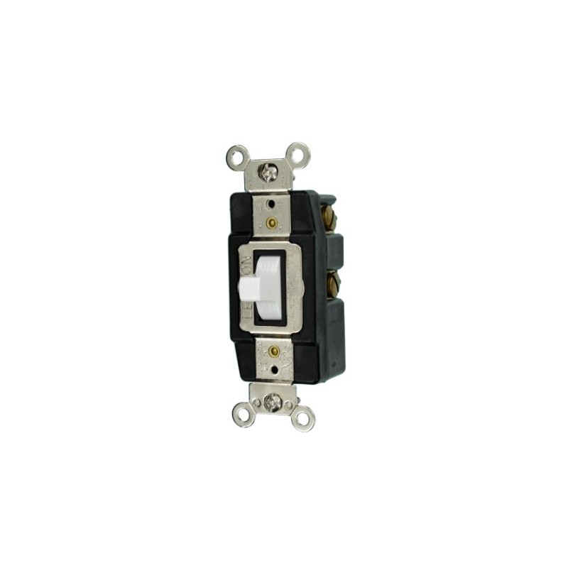Leviton 20-Amp 120/277-Volt Toggle Single-Pole AC Quiet Switch, 1257-W, White