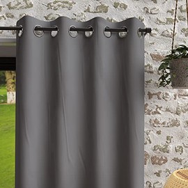 Sonne d'ocre, Rideau ich Ösen in Mikrofaser Wand © und 135x180 cm Bohem Grau