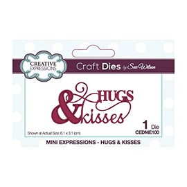 Creative Expressions Sue Wilson-Mini Expressions-Hugs & Kisses-Craft Die, Metal, Size 6.1 x 3.1 cm, CEDME100