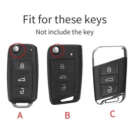 ontto Car Key Case for VW Golf 7 MK7 Polo T-ROC Tiguan Skoda Superb Octavia Seat Leon Ibiza Remote Control Cover Zinc Alloy Key Case Key Cover Key Protection Case Black