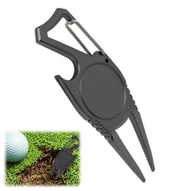 TULEBOLIAN Golf Divot Pitch Mark Repair Tool,Golf Divot Tool with Magnetic,Tool with Bottle Opener,Club Brush Function Golf Accessories for Golfer,Black