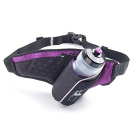 Ultimate Performance Ribble II 650ml Hip Bottle & Holster Hydration Belt Insulated angled bottle holder easy access belt Fits 26"-42" waist large zipped pocket fits smart phone Purple