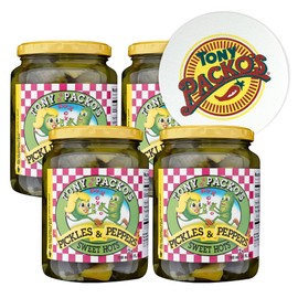 Tony Packo's (4-Pack) Sweet Hot Pickles and Peppers, 24 Ounce - 4 Jars with FREE Jar Opener