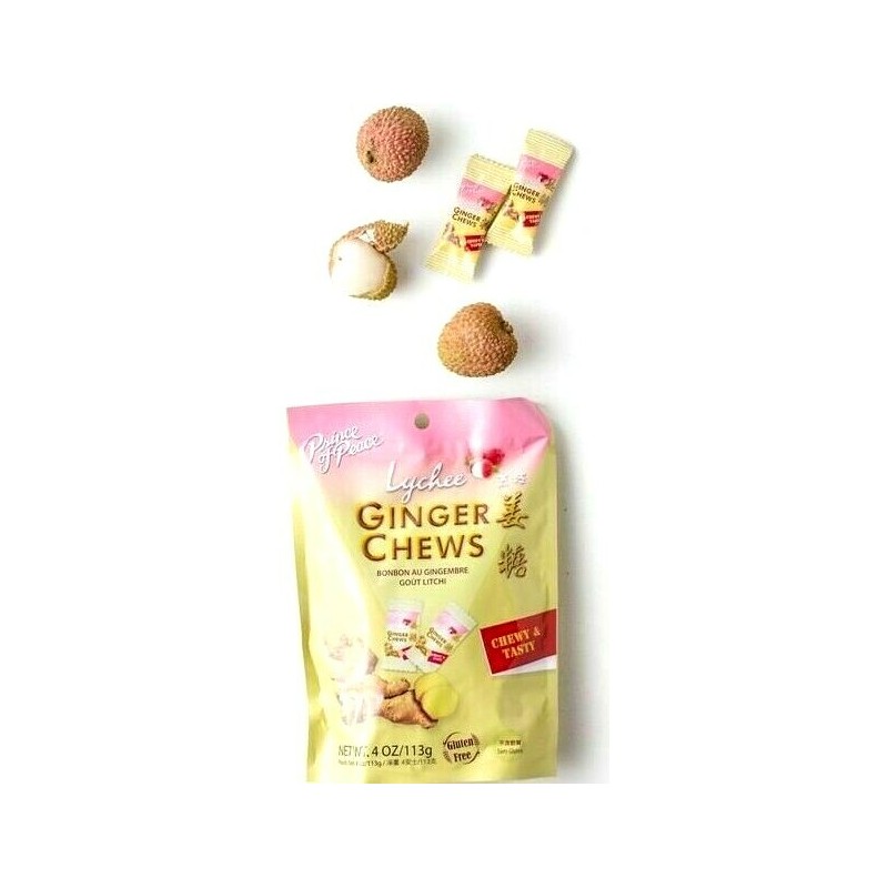 Prince of Peace Ginger Chews Candy with Lychee 4 oz