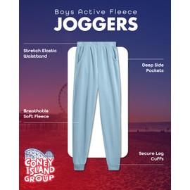 Coney Island Boys Sweatpants - 4 Pack Athletic Sweat Pants with Pocket Soft Boys Joggers Kids Sweatpants (Sizes 5-16), Size 10-12, Black/Heather Grey/Charcoal/Chalk Blue