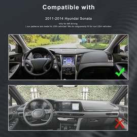 Godnee Dash Cover Compatible with Hyundai Sonata 2011-2014, Carbon Fiber Leather Dashboard Mat Sun Shade Protector, Anti-Slip, UV Protection (Black)