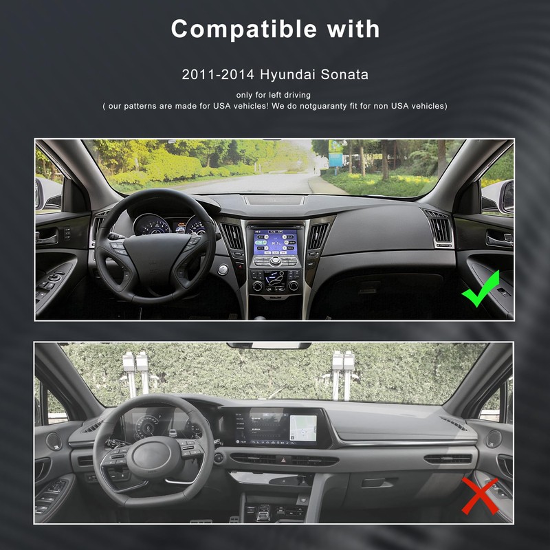 Godnee Dash Cover Compatible with Hyundai Sonata 2011-2014, Carbon Fiber