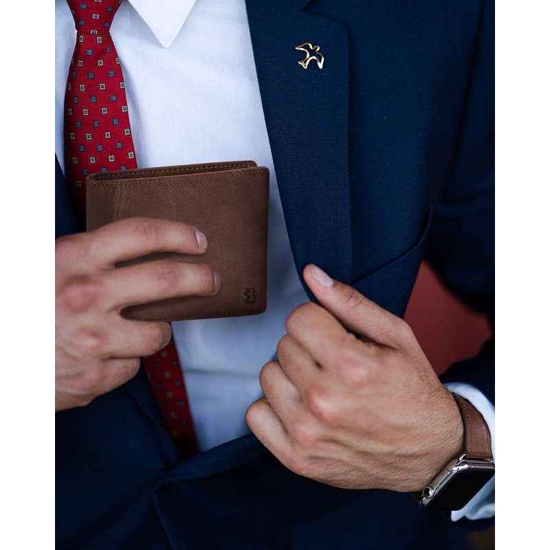 SERMAN BRANDS 2 ID Window Wallet for Men RFID Blocking