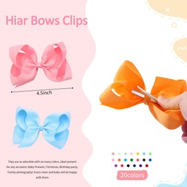 vobobe 40Pcs 4.5" Hair Bows Clips Grosgrain Ribbon, Bows for Girls Alligator Clips Barrettes Hair Accessories for Girls Baby Infants Toddlers Kids Teens Children