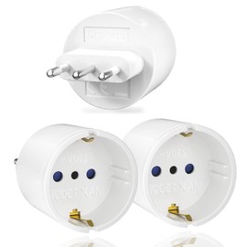 Oliveria 3 pieces travel adapters Italy, adapter Italy socket, Europe/Germany to Italy, travel plug for Italy, Syria, Uruguay, Chile, Maldives, socket adapter Italy type L