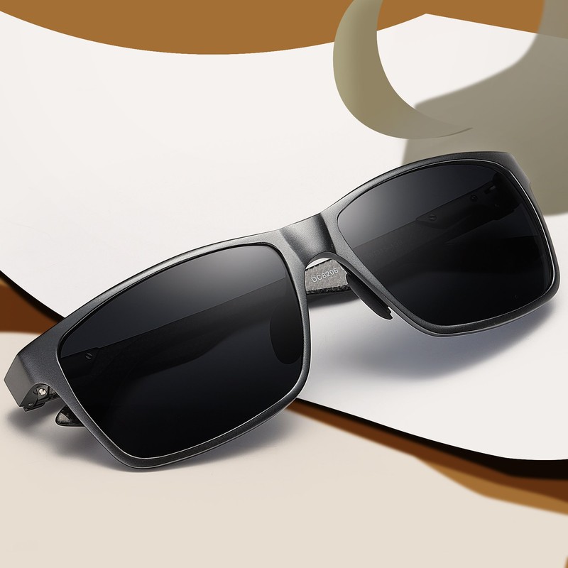 DUCO Sunglasses for Men Carbon Fiber Temples with Rectangular Polarized