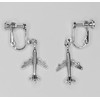 airplane jet aircraft flight brass earrings silver color earrings, No