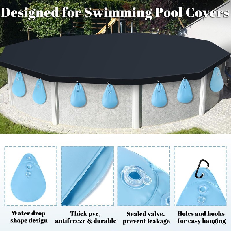 Pool Cover Weights Water Bag, Pack of 8 Thickened Pool