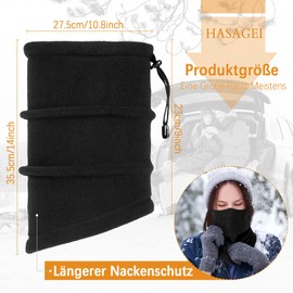 HASAGEI Men's Tube Scarf Winter Windproof Multifunctional Scarf Motorcycle Neckerchief Men Loop Scarf Women Warm Fleece Neck Warmer for Outdoor Skiing Cycling Running, black
