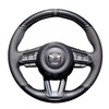 Steering Wheel Cover Hand-Stitch on Black Leather Protector Wrap for