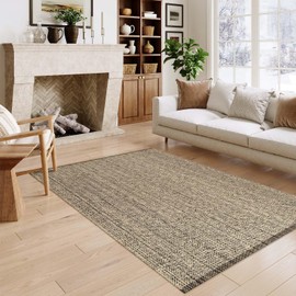 LEEVAN Washable Area Rug 4x6, Hand-Woven Cotton Living Room Rug, Natural Braided Bedroom Rug, Farmhouse Indoor/Outdoor Floor Carpet for Patio, Nursery, Office