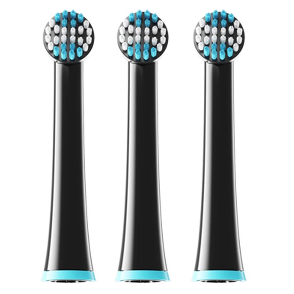 FLUX Electric Toothbrush Replacement Toothbrush Heads - 3 Pack Black