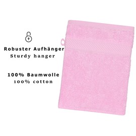 Betz Palermo Wash Mitts 100% Cotton Face Cloth Set Size 16 x 21 cm Pink Pack of 10