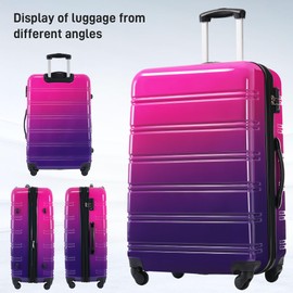 Merax Luggage Set Carry On Luggage with TSA Lock Hard Shell Suitcases & Travel Bag Dual Spinner Wheels Lightweight Durable Travel Set (Gradient Purple Pink, 3 PC(20+24+28))