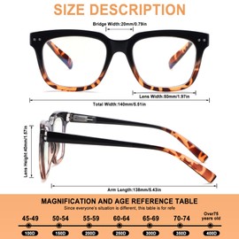 CHOFILORD Progressive Multifocus Reading Glasses for Women Men Blue Light Blocking Spring Hinge Square Computer Readers (4 Pack Mixed A, 1.75, Diopters)