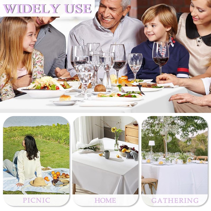 XHDA 6 Pack White Party Table Cloth 54" x 108",