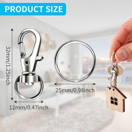 40PCS Swivel Lobster Clasps & Key Ring Hoops, Keyring Making Kit 20pcs Lobster Clasps and 20pcs Keyring, Key Rings for Keychain Keyrings Chain for Lanyard Jewelry Making Crafts Silver
