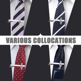 Music Student Tie Clip for Boys Graduation Ceremony Accessories for Suit Music Lovers Father's Day Gift for Dad Uncle Husband Musician Gifts for Men Musical Note Tie Bar Clip Silver