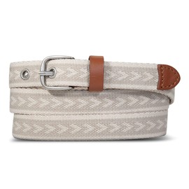 Eddie Bauer Women Cascade Grommet Webbing Belt with Metal Buckle, Khaki, Medium