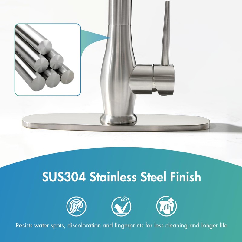 GIMILI Kitchen Faucet with Pull Down Sprayer Single Handle High