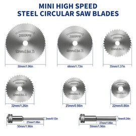 Cutting Discs for Dremel Rotary Tool - 8Pcs HSS High-Speed Steel Saw Blades with 1/8" Mandrel, Multi-Size Rotary Tool Accessories for Precise Cutting of Wood, Plastic, Metal, and Stone