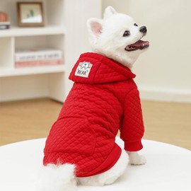 JAAQUCD Basic Dog Hoodies with D-Ring Puppy Sweatshirt for Small Dogs Boy Girl Holiday Cat Sweater Hooded Pet Outfit Doggy Apparel Yorkie Chihuahua Clothes (Red, Large)