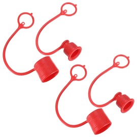 M METERXITY 2 Set Hydraulic Coupler Dust Cap and Plug 3/8 ISO Flat Face PVC Rubber Covers with Retention Ring Quick Connects Port Covers Fittings Dust Caps Plugs for Hydraulic Couplers [Red]