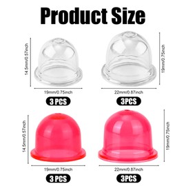 Tinoaly 12pcs Primer Bulb Pump for Walbro Zama, 2 Sizes Carburetor Primer Bulbs Replacements Priming Bulb Parts Accessories for Small Engines Chainsaw Trimmer Blower Weedeater Fuel (Red, Clear)