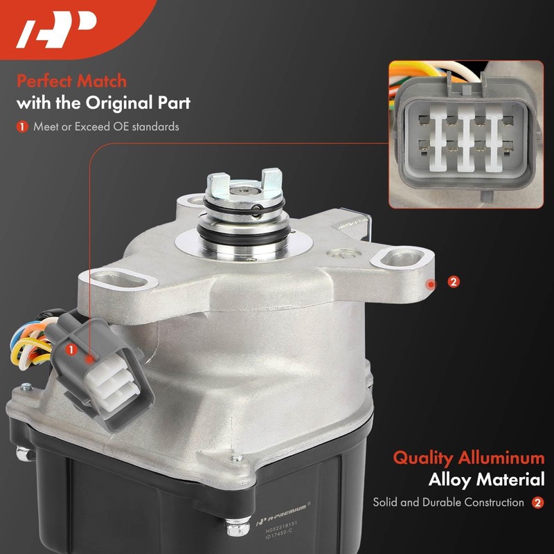 A-Premium Ignition Distributor with Cap & Rotor Compatible with Honda