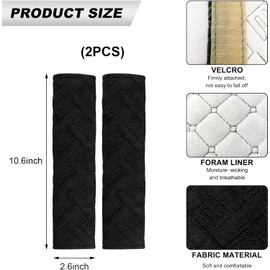 Universal 2-Pack Car Seat Belt Covers - Soft Shoulder Strap Pads for Comfortable Driving, Adjustable Breathable Harness Pad Protector - Car Interior Accessories(Black)