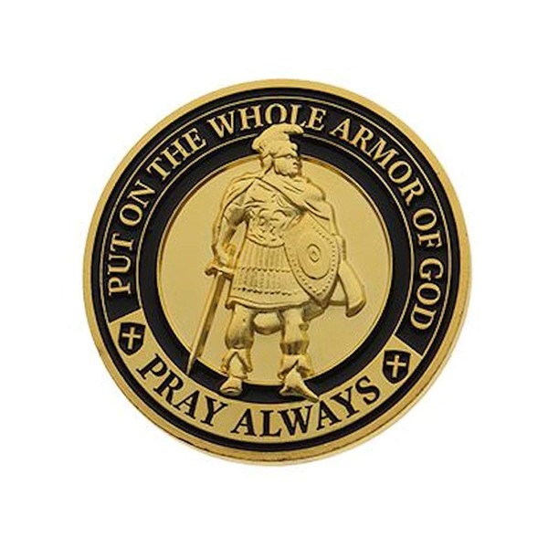 Armor of God Pray Always Challenge Coin Deluxe Gold Plated