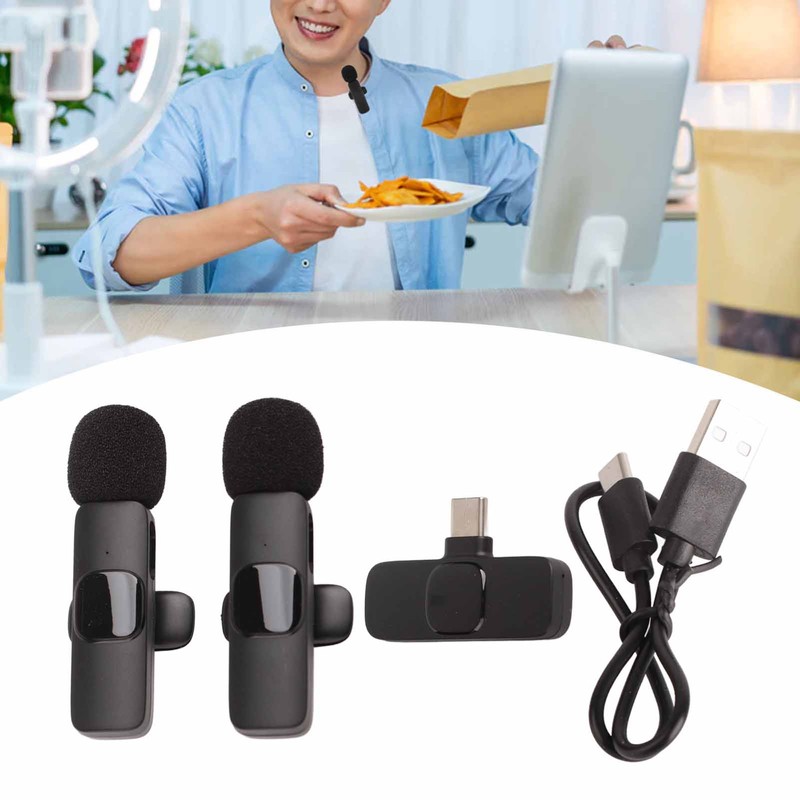 Wireless Lavalier Microphone Mini Plug and Play Live Stream Recording